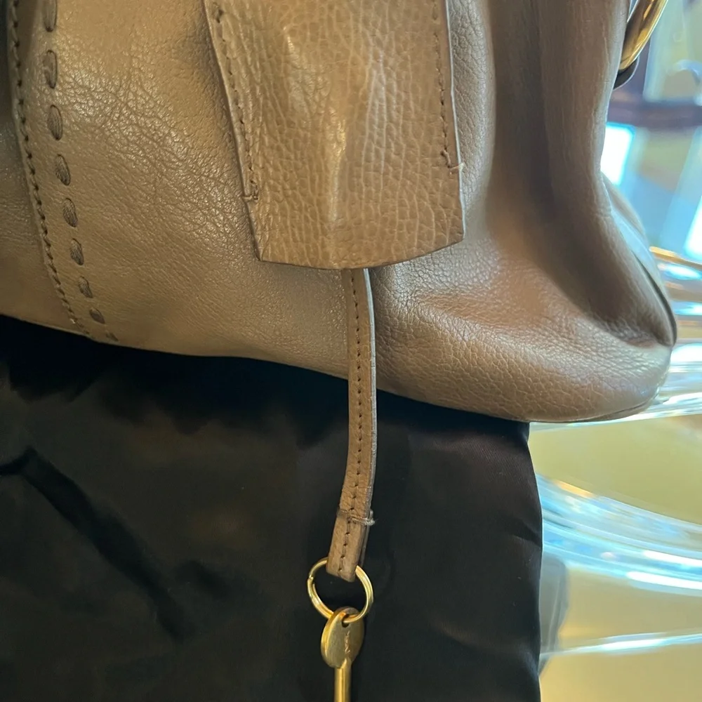 Saint Laurent Taupe Leather Dome Satchel with Gold Hardware - Picture 8 of 8